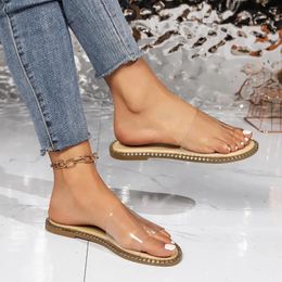Slippers 2024 Fashion Summer Women Clear Transparent Slip-On Jelly Shoes Ladies Flat Beach Outdoor Holiday Slides