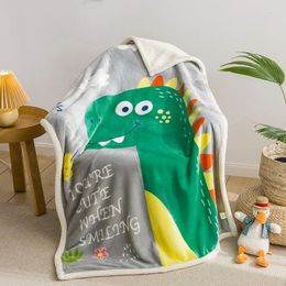 Blankets Children's Blanket Double Thick Cute Cartoon Flannel Nap Suede Print Design Cover Autumn Winter Warm Multi-style