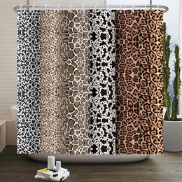 Shower Curtains Colourful Stripe Waterproof Bath Curtain Leopard Print For Bathroom Home Decor With Hooks