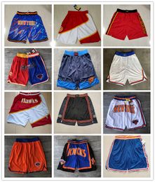 Män Throwback Basketball Shorts Pocket Blue Black Red Yellow Purple White Gold 2024-15