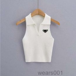 Hot Pra Summer White Women Tshirt Tops Tees Crop Top Embroidery Sexy Shoulder Black Tank Casual Sleeveless Backless Shirts Luxury Designer Solid Colour Ve OSZW
