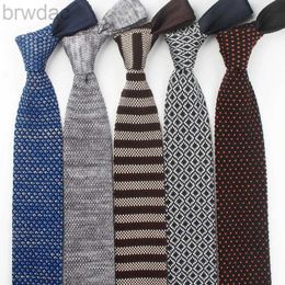 Neck Ties New 6cm Vintage Slim Knit Tie for Men Business Leisure Skinny Necktie Burgandy Colourful Striped Dots Fashion Retro Ties Corbatas 240407