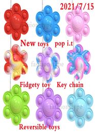 2021 Toy Funny Rainbow Overturned sun flower Expression Flip Doll Silicone Pendant Toys9402723