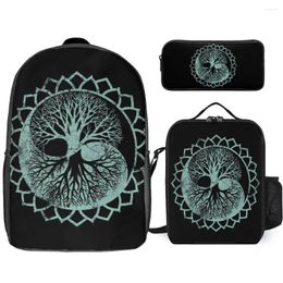 Backpack 3 In 1 Set 17 Inch Lunch Bag Pen Awesome Tree Of Life Firm Vintage Cosy Travel Blanket Roll