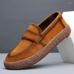 Casual Shoes Men's Suede Are Flat Bottomed With Soft Soles Comfortable Commuting Indoor And Outdoor Loafers