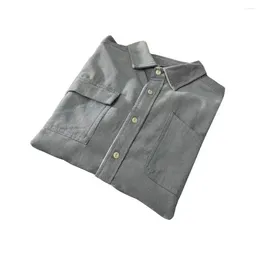 Men's Casual Shirts Men Outdoor Shirt Coat Corduroy Cargo Workwear With Chest Pockets Turn-down Collar Solid Colour Long For