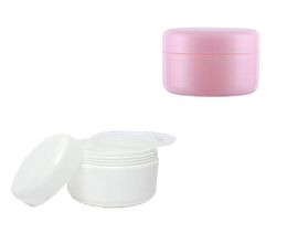 100Pcs Travel Face Cream Lotion Cosmetic Container 10g Plastic Empty Makeup Jar Pot Refillable Sample bottles White 2010141065730