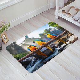 Carpets Natural Scenery Animal Parrot Bedroom Floor Mat Home Entrance Doormat Kitchen Bathroom Door Decoration Carpet Anti-Slip Foot Rug