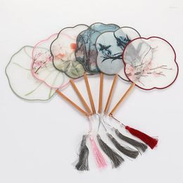 Decorative Figurines Vintage Fan Hand Held Fans Retro Flower Translucent Long Handle Chinese Style Handheld Dance Party Favors Wedding Gift