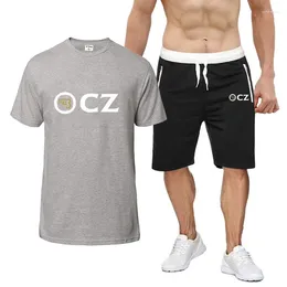 Men's Tracksuits CZ Ceska Zbrojovka 2024 Summer Sportswear Short-sleeved Breathable T-shirt Shirt And Shorts Casual Wear Two Pieces