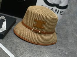 Celins braided hat Ladies designer Beanie Strap Summer grass braided visor hat