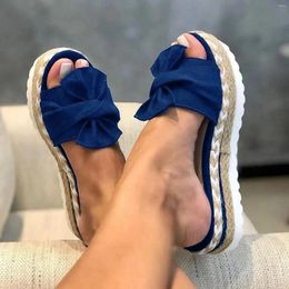 Sandals Women's Summer Flat Beach Shoes Open Toe Slip On Ladies Bow Footwear Women Breathable Thick Platform