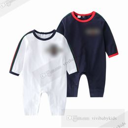 Toddler kids bees embroidery rompers newborn boys girls stripe long sleeve cotton jumpsuits baby designer clothes Z7539
