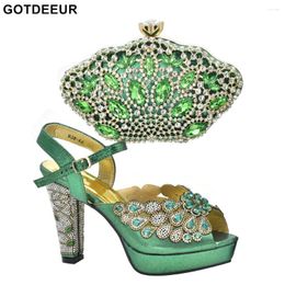 Dress Shoes Arrival Italian Party And Bag Set Decorated With Rhinestone African Women Wedding Bride Plus Size 43