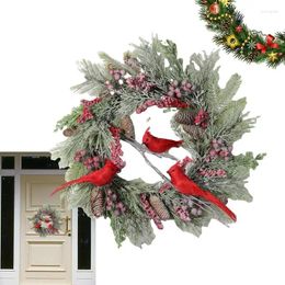 Decorative Flowers 17.7in Christmas Wreaths Artificial Red Berry Wreath Knob Hanger Decoration For Indoor Outdoor Wall Farmhouse Winter