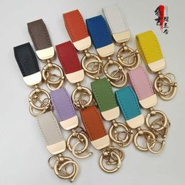 Keychains Lanyards Mini French Lambskin Keychain Pendant Personalised Couple Car Keyring Colourful Short Cute Bag Q240403