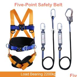 Climbing Harnesses High Altitude Work Safety Harness Fl Body Five-Point Belt Outdoor Training Construction Protective Equipment Drop Otfq0