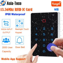 Kits 13.56Mhz Rfid Card WIFI Tuya Smart Door Lock Door Access Control System Standalone Bluetooth Keypad Door Entry Access Controller