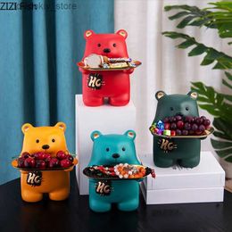 Arts and Crafts Cartoon Animal Tray Resin Crafts Ornaments Bear Desktop Storae Oranization Colour Bear olden Tray Home Decoration AccessoriesL2447