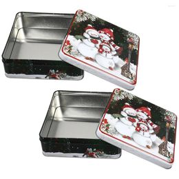 Storage Bottles 2 Pcs Christmas Favors Biscuit Containers Sugar Case Box Tinplate Candy
