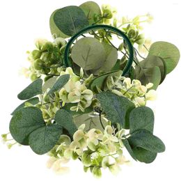 Decorative Flowers 2 Pcs Holder Candlestick Garland Rings For Pillar Wreaths Eucalyptus Leaves Artificial