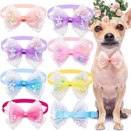 Dog Apparel 30PCS Fashion Pet Bowtie Puppy Lace Bowties For Adjustable Cat Bow Tie Collar Small Grooming Accessories