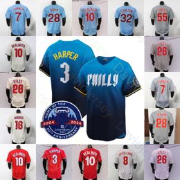 2024 CITY CONNECT 20th Patch Jersey Harper Trea Turner J. T. Realmuto Ranger Suarez Alec Bohm Kyle Schwarber Bryson Stott Chase Utley Nick Castellanos Brandon Marsh