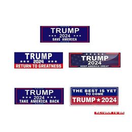 Banner Flags Banner Flags 3X9Inch Trump 2024 U.S. General Election Car Bumper Stickers House Window Laptop Decal Take America Back Kee Dhbhp