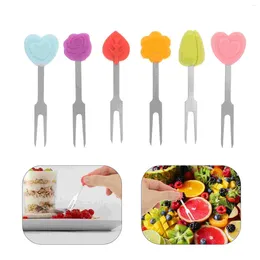 Dinnerware Sets 6 Pcs Fruit Fork Appetiser Picks Silicone Handle Tasting Decorate Forks Reusable Snack Cupcake Party