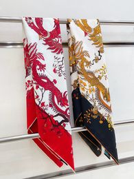 Women scarf square scarves 100% silk material print dragon flowers patterne Thin and soft size 90*90