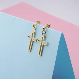 Stud Earrings 10pair/lot 35mm 2024 Mirror Polished Stainless Steel Hollow Cross Geometric For Women Jewellery Gift