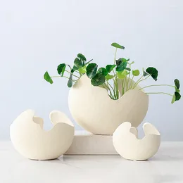 Vases Nordic Wind Ceramics Eggshell Vase Living Room Decoration Dried Flowers Ikebana Office Tabletop Decor Household