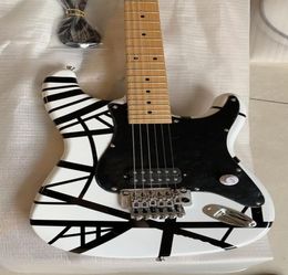 Custom Val Edward Eddie Van Halen 5150 White Black Stripe Electric Guitar Floyd Rose Tremolo Bridge Locking Nut Maple Neck Fin5722141