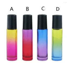 Storage Bottles 12pcs Essential Oil Roller Gradient Colour Roll On With Glass Balls Black Hanging Lids