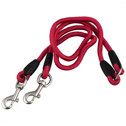 Dog Collars Nylon Duplex Double Coupler Twin Lead Two Way Pet Dogs Walking Leash Safety Red