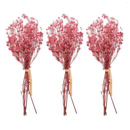 Decorative Flowers 3 Bunches Dried Flower Babysbreath Branches Gypsophila Artificial Bouquets Bouquet For Wedding Party Decoration