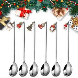 Coffee Scoops Stainless Steel Christmas Spoon Tea Spoons Xmas Party Table Ornaments Decorations Drinkware Tools