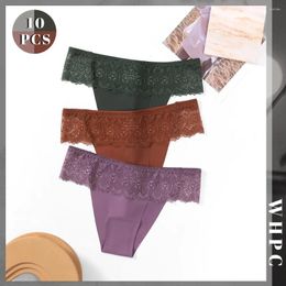 Women's Panties 10PCS Lace Sexy Underwear Set Comfy Female Kit With 10 Pieces Soft Skin-Friendly Briefs Lot Of Units