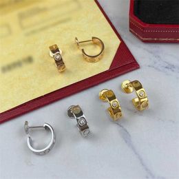 Designer Card Light Luxury Single Diamond Smooth Colour Earrings with Advanced Fashion and Elegant Style C-shaped Ear Buckle Design Trendy With Logo