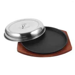 Plates Teppanyaki Grill Steak Creative Baking Stovetop Serving Plate Household Fried Wooden Tray Pizza Round