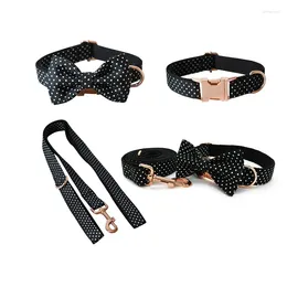 Dog Collars Collar Leash Pet Supplies Accessories Fashion Black Dot Bow Tie Lady Style Soft Comfortable Fabric Easy Quick Release Buckle