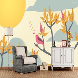 Wallpapers Cartoon Trees Bird Children 3d Wallpaper Mural Papel De Parede Living Room Tv Sofa Wall Kids'room Papers Home Decor