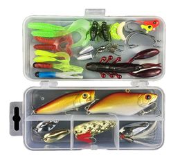 106pcsset plastic fishing lures Kit set with big 2layer retail box assorted fishing bait kit fishing tackle9802923