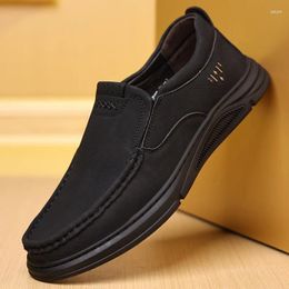 Casual Shoes Slip On Men Loafers Split Leather For Soft Formal Moccasins Footwear Spring