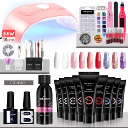 Dresses Poly Nail Gel Set with 54w Uv Led Lamp Dryer All for Nail Extension Electric Nail Drill Quick Building Varnish Set Manicure Kit