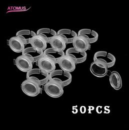 50PCS Tattoo Pigment Ink Ring Cups Eyelash Extend Glue Holder Container With Lid Cover Cap Permanent Makeup Microblading Tool2854146