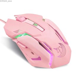 Mice pink cute rainbow Malol seven button esports mouse seven color glow USB wired game mouse Y240407
