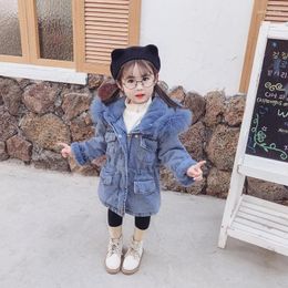 Jackets Winter Girls Cowboy Coats Hooded Thick Warm Outerwear Baby Girl Parkas Fashion Children Casual Coat Kids Clothes