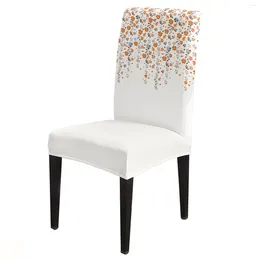 Chair Covers Orange Grey Flower Dining Spandex Stretch Seat Cover For Wedding Kitchen Banquet Party Case