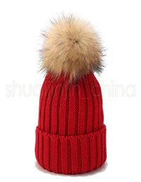 Kids Knitted Beanie Hats Cute Baby Winter Warm Bonnet Pompom Ball Hat Children Outdoor Weave Ski Cap TTA16972629719